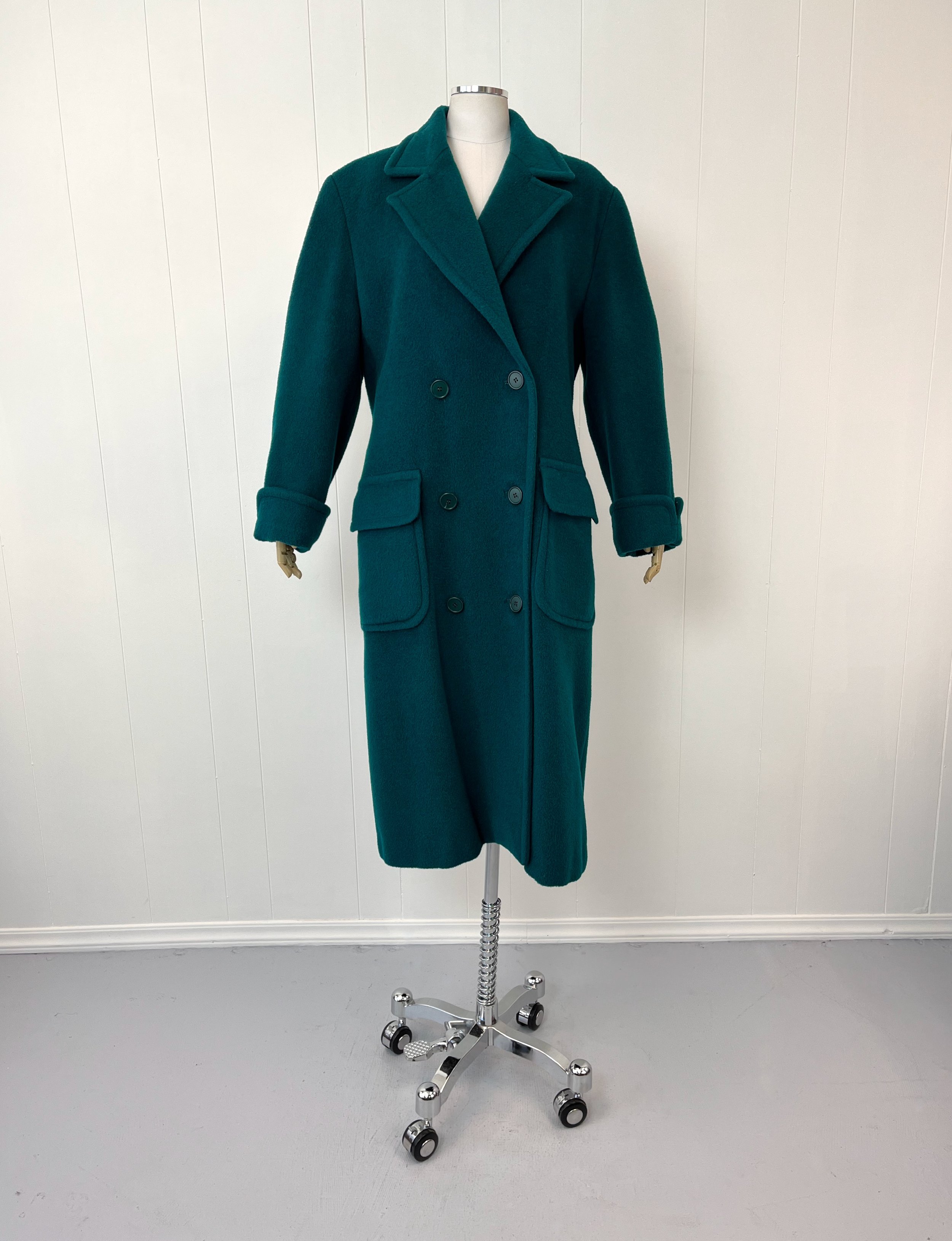 1980s Bill Blass Peacock Green Blue Wool Winter Coat Jacket — Canned Ham  Vintage